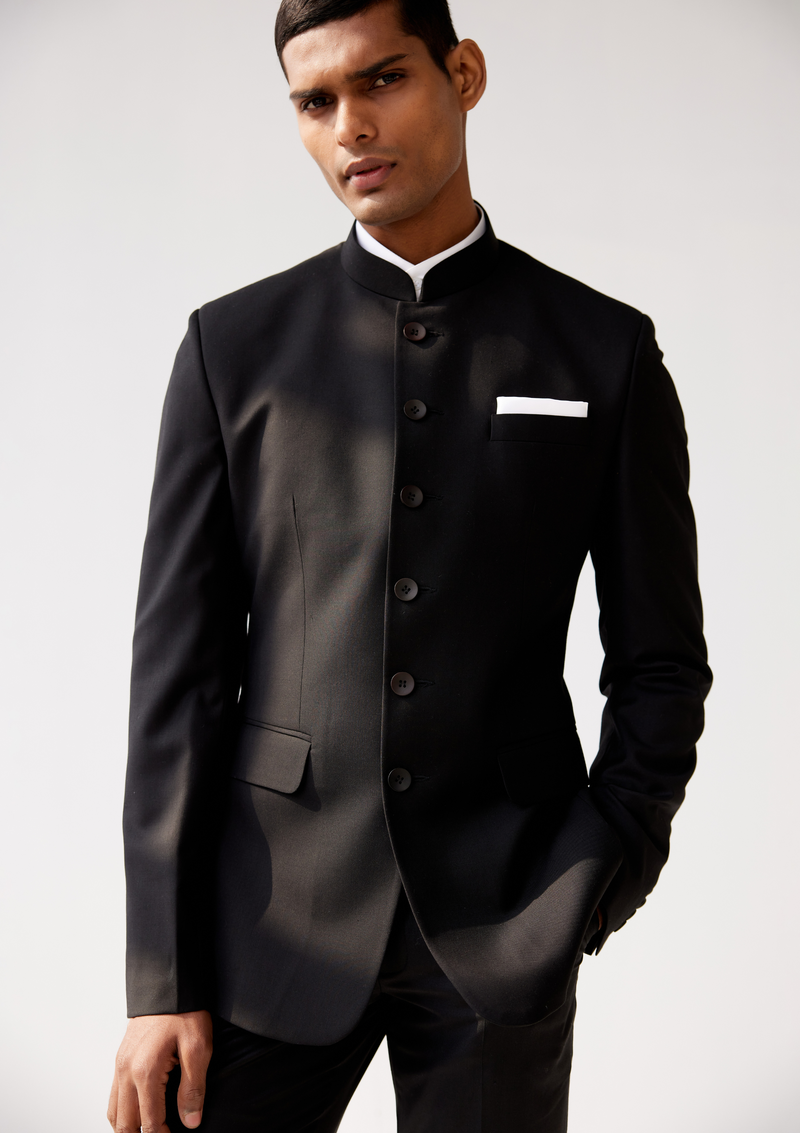 Black Designer Bandhgala Jodhpuri Suit Indian Style Formal Wear Sainly–  SAINLY